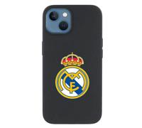 LA CASA DE LAS CARCASAS Real Madrid Silicone Case for iPhone 13, Official License, Black, Transparent, Real Madrid Black Shield Design