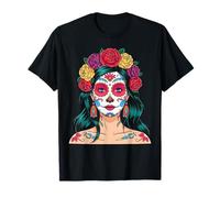 La Catrina Day of the Dead De Los Muertos Women Sugar Skull T-Shirt