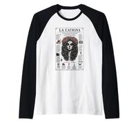 La Catrina Icon of The Dia de las Muertos Raglan Baseball Tee