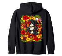La Catrina s Sugar Skull s Day-of-the-Dead Mexican Art Zip Hoodie