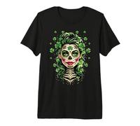 La Catrina Shamrock Dia De Los Muertos Saint Patrick's Day Premium T-Shirt