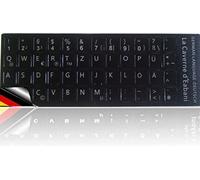 LA CAVERNE D'EABANI® 48 German Keyboard Stickers with White lettering on black background for all keyboards