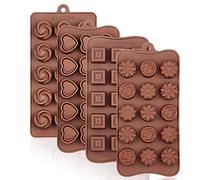 La chat 4 Packs Silicone Molds for Chocolate, Food Grade no-Stick Baking, Candy and Butter Mold with Different Shape