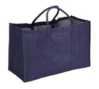 La cordeline Jute Storage Bag, 72 L, 65 x 30 x 40 cm, Indigo Blue, PP Interior, Double Handle, Foldable - For Carrying, Storing Fireplace - Shopping Bag