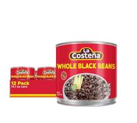 La Costena Black Whole Beans 12 x 400g Case/Mexican Frijoles, Black Whole Beans, Canned Cooked Beans (Pack of 12)