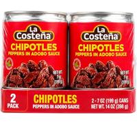 La Costena Chipotle Peppers in Adobo Sauce 199g x2 Pack - Chipotle in Adobo Sauce, Smoky Chipotle Sauce, Chipotle Paste Alternative, Mexican Cooking Sauce, Spicy Chipotle Peppers
