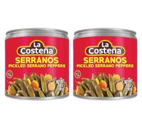 La Costena Serrano Whole Green Chillies Pickled Peppers - Mexican Chillies, Jalapenos Alternative - Pickled Chili for Pico de Gallo, Salsas, Guacamole & Quesadillas, 2 Pack + Cheeroo Magnet