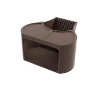 LA Crafted Hermit Crab Habitat Shelter with 2 Deep Dishes & Honeycomb Ramp - 2-in-1 Corner Hideout and Pool Station for Hermit Crabs, Isopods, and Reptiles - Made in USA (Brown)