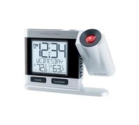 La Crosse Technology 2.5 in. Silver Atomic Projection Alarm Clock LCD Plug-in