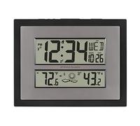 La Crosse Technology 512-65937-INT Atomic Digital Wall Clock with Temperature & Forecast in Black/Silver