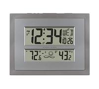 La Crosse Technology 512-85937-INT Atomic Digital Wall Clock with Temperature & Forecast in Gray/Silver