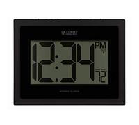 La Crosse Technology 513-54087-INT Atomic Digital Wall Clock with Indoor Temperature, Black