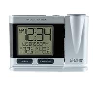 La Crosse Technology 616-12667-INT Silver Atomic Projection Alarm Clock with Temperature