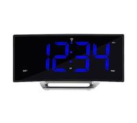 La Crosse Technology 617-249 1.8" Curved Blue Digital Atomic Dual Alarm Clock, 6.60" L x 1.55" W x 3.45" H, Black
