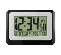 La Crosse Technology W88631 Digital Atomic Black Wall Clock with Temperature