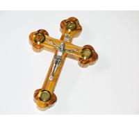 La Cruz de las Catorce Estaciones 12 CM Cross Crucifix 4 Lens Olive Wood 5"