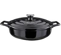 La Cuisine 3140MB Enameled Cast Iron Saute Pan Braising Pan, 28 cm Diameter 3.5 Litre. Matte Black Enamel Coating Interior, Glossy Black Porcelain Enamel Coating Exterior