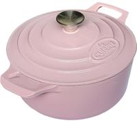 La Cuisine 5190 Enameled Cast Iron Covered Dutch Oven Casserole Dish Pot, 3.5 L. 24cm Diameter. Internal Cream White Enamel, Exterior Glossy Porcelain Enamel Coating Pink