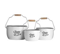 La Cuisine De Mere Set Of 3 Storage Pots, Enamel, White