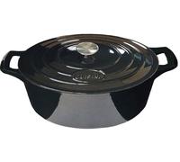 La Cuisine Enameled Cast Iron Oval Casserole Dish Dutch Oven Pot - 6.5 Litre 33cm, Matte Black Enamel Interior, Glossy Black Enamel Coating Exterior, Induction, Oven Safe,