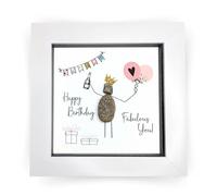 La De Da! Happy Birthday Fabulous Mini Pebble Art Balloon Framed Print Gift Idea PPMW01