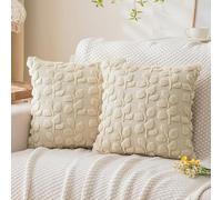 La Desire 2PCS Cushion Covers 45 x 45cm Throw Pillow Covers with Yellow Leaves Pattern, Pillow Case with Soft Plush Faux Fur Jacquard Decor for Bedroom, Sofa, Couch, Holiday Home Pillow