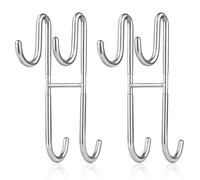 La Desire Glass Shower Hooks Set, 2 Pcs Stainless Steel Over Door Double Sided S Shaped Extended Towel Hanger Bathroom Hooks