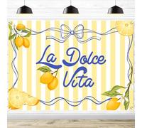 La Dolce Vita Backdrop - Lemon Citrus Birthday/Bachelorette Party Background, Italian Summer Dinner Celebration Decorations, Girls Weekend Bachelorette Party Supply