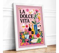 La Dolce Vita Framed Wall Art Print A2 White | Ready to Hang, Premium Gi Paper, Fade-Resistant Inks, Securely Packaged, UK Made