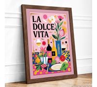 La Dolce Vita Modern Framed Wall Art Print A2 (59.4×42cm) Walnut, Wall Decor for Living Room, Bedroom, Office & Home, Ready to Hang, Art Gift