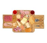 La Donna Bamboo Cheese Board with Drawer Serving Tray, Cutting Tools & Bowls in Light Brown La Donna Light Brown