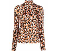 La DoubleJ face-animal print turtleneck top - Orange S-L