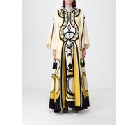 LA DOUBLEJ Magnifico High-Neck Ethnic Print Silk Long Tunic Gown - Size: 42 - female