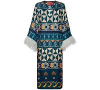 La DoubleJ The Kaftan feather-trim dress - Blue S