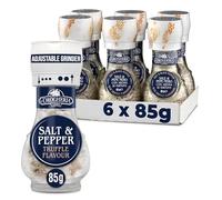 La Drogheria Salt & Pepper with Truffle Salt Grinder 6 x 85g - Premium Italian Truffle Seasoning - Gourmet Cooking Blend