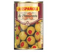 La Española 'Party' Pimento Stuffed Green Olives, 130g Tin - Pack of 3 (Classic Spanish Red Pepper Stuffed Olives, Essential Tapas & Cocktail Garnish, Savoury Mediterranean Nibbles)