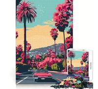 LA Evening Vaporwave Jigsaw Puzzles for Teenagers 1000 Mind Exercise Peaceful Fun Exact Cut Unique Xmas Gift size 38x52cm