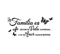 La Familia ES Donde La Vida Comienza Spanish Quotes Lettering Decals 28x62.2cm Multi Color Selection Black