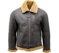 La Familie Clothing B3 Shearling Fighter Pilot Men’s Leather Jacket - WW2 Bomber Leather Jacket Men - Dark Brown Leather Jacket - Comfortable Fur Lining (UK, Alpha, XL, Regular, Regular, Dark Brown)