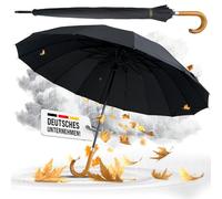 La Farrell Umbrella, Golf Umbrella, Stick Umbrella, Large, Black, Windproof, Automatic Opening, Size XXL, 54 Inch, Extra Strong, for Men and Women, for 1-2 Person, Wooden Handle, 16 Ribs