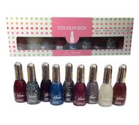 La Femme Nail Polish Varnish Set In A Gift Box - 9 x 15ml - Perfect For Christmas (Glitter Set)