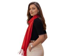 LA FERANI Summer Scarf Women's Cashmere Thin Neckerchief Stole 200 x 70 cm Light Transparent Plain Colour Wrap Scarf for Summer Spring Casual Business Style Wedding Gift for Her, red, 200x70