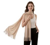 LA FERANI Summer Scarf Women's Cashmere Thin Neckerchief Stole 200 x 70 cm Light Transparent Plain Colour Wrap Scarf for Summer Spring Casual Business Style Wedding Gift for Her, beige, 175x70