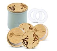 La Fermiere Yogurt Jar Lids Bamboo - Branches - Extra Gaskets - Set of 4 | Pure Bamboo, Food-Grade, Airtight, Nontoxic, Fit La Fermiere Yogurt Jars (Pottery or Glass), Eco, Choose Quantity & Design