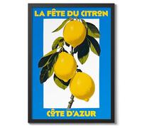 La Fete Du Citron Fruit Market Poster Kitchen Wall Decor Print Abstract Colourful Wall Art Food Travel Bedroom Artwork Picture, A2 (Black Frame) - 62.5x45.1cm