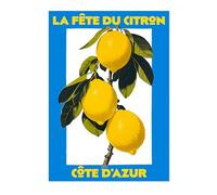 La Fete Du Citron Fruit Market Poster Kitchen Wall Decor Print Abstract Colourful Wall Art Food Travel Bedroom Artwork Picture, A3 (Print Only) - 42x29.7cm