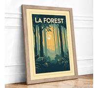 La Forest Art Deco Framed Wall Art Print A2 (59.4×42cm) Oak, Wall Decor for Living Room, Bedroom, Office & Home, Ready to Hang, Art Gift