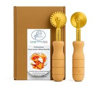 La Gondola Set of 2 Homemade Pastry Wheel Cutter & Dough Slicer - Brass and Wood Handles | Smooth & Festooned Cutters for Ravioli, Pasta, and Pastry | Perfect for Dough Cutting and Baking
