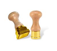 La Gondola Set of 2 Homemade Ravioli Stamps - Round Smooth 38mm & Square Festooned 45x45mm | Pasta Making Tools | Brass & Natural Wood | Easy to Use Ravioli Stamps | Ravioli Cutters Made in Italy