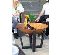 La Hacienda Icarus Oxidised Cast Iron Firepit With Steel Legs, 50Cm X 66Cm, Natural Rusted & Black